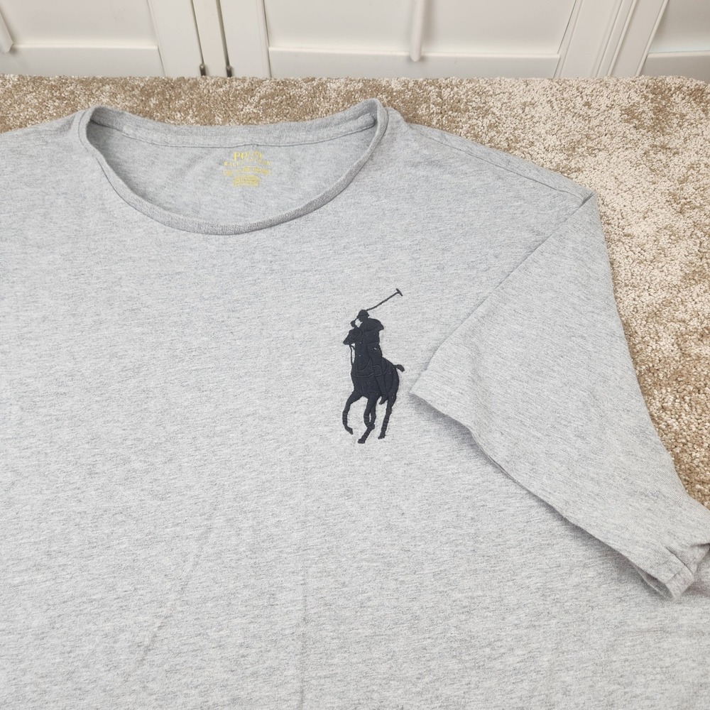 Polo Ralph Lauren Mens XXL Gray Big Pony Embroidered Short Sleeve T-Shirt